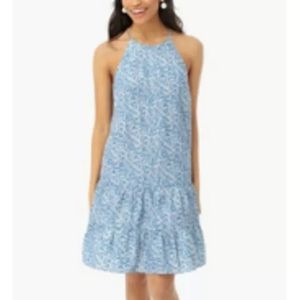 NEW Tuckernuck Ditsy Floral Blue Cornflower Swing Dress Size Small Prairie Boho